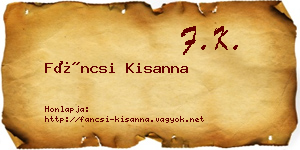 Fáncsi Kisanna névjegykártya
